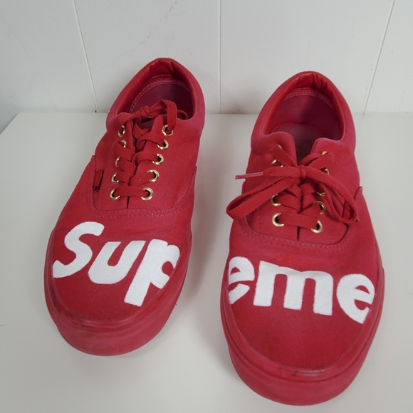 Vans red and white supreme skater sneakers men size 10 - Picture 10 of 12
